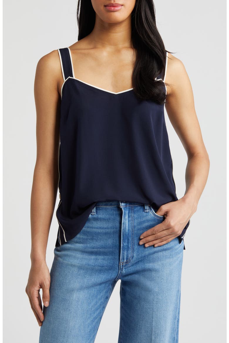 Piped Button Detail Camisole, Main, color, BLUE NIGHT