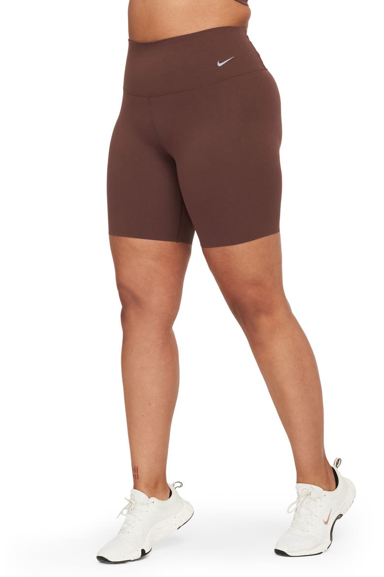Zenvy Gentle-Support High-Waisted 8-Inch Biker Shorts, Main, color, EARTH/ BLACK