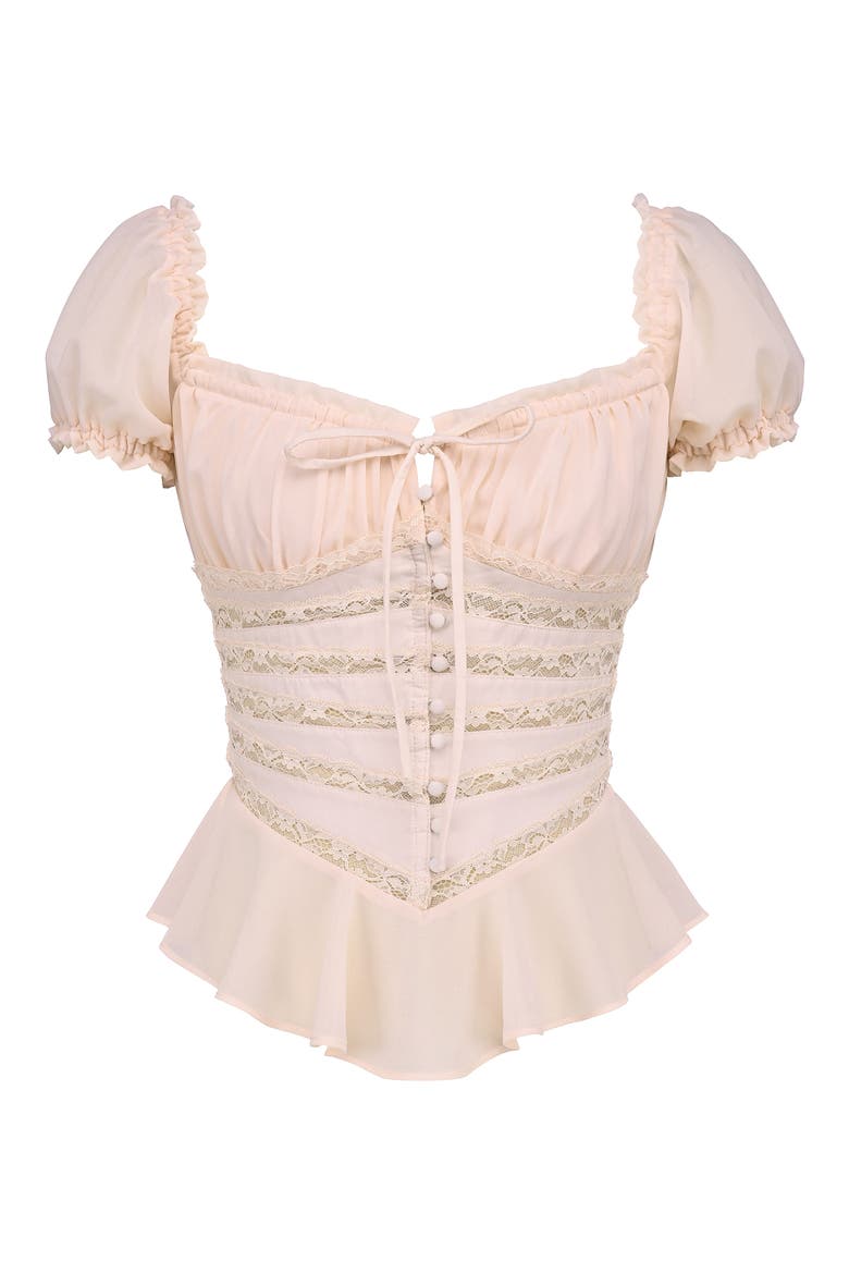 Cara Lace Peplum Top, Alternate, color, PINK