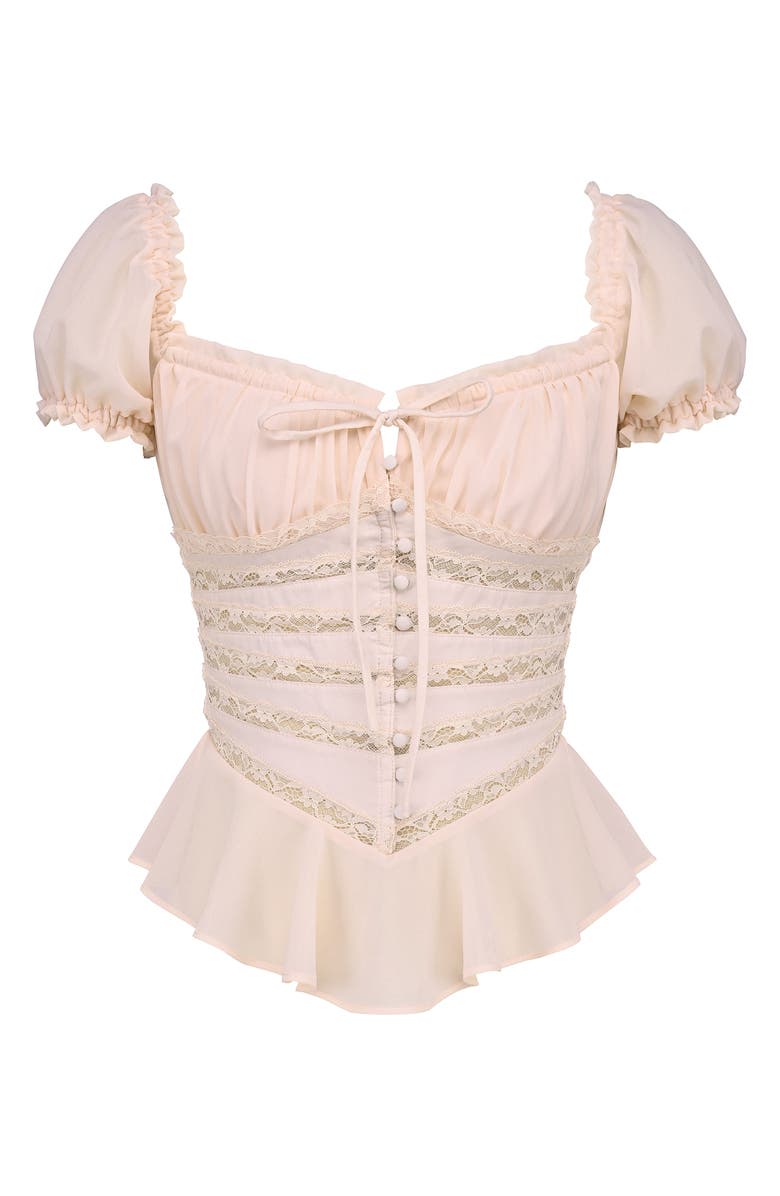 HOUSE OF CB Cara Lace Peplum Top, Alternate, color, Pink