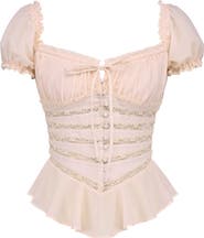 HOUSE OF CB Cara Lace Peplum Top