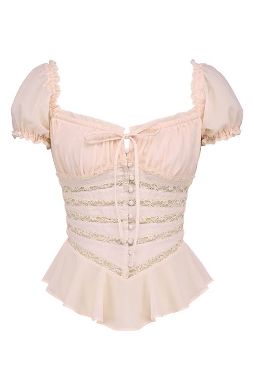 House Of Cb Cara Lace Peplum Top In Pink