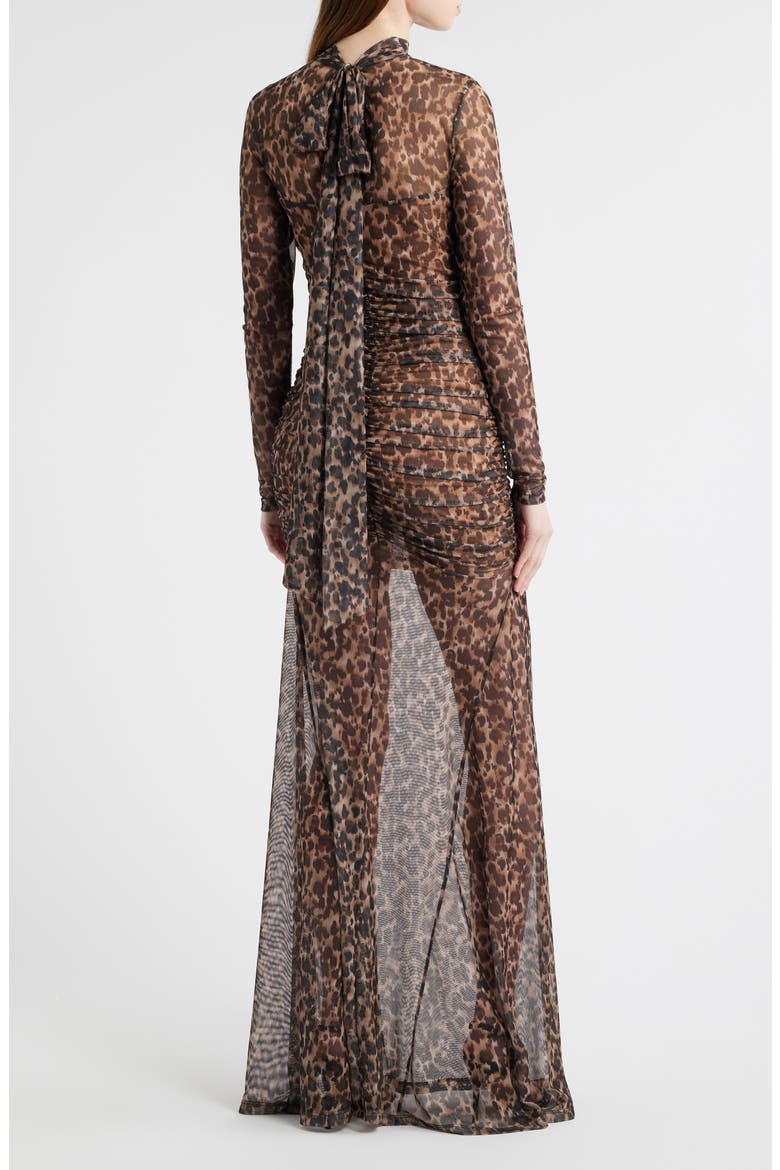 Scarlett Long Sleeve Sheer Mesh Gown, Alternate, color, LEOPARD JERSEY