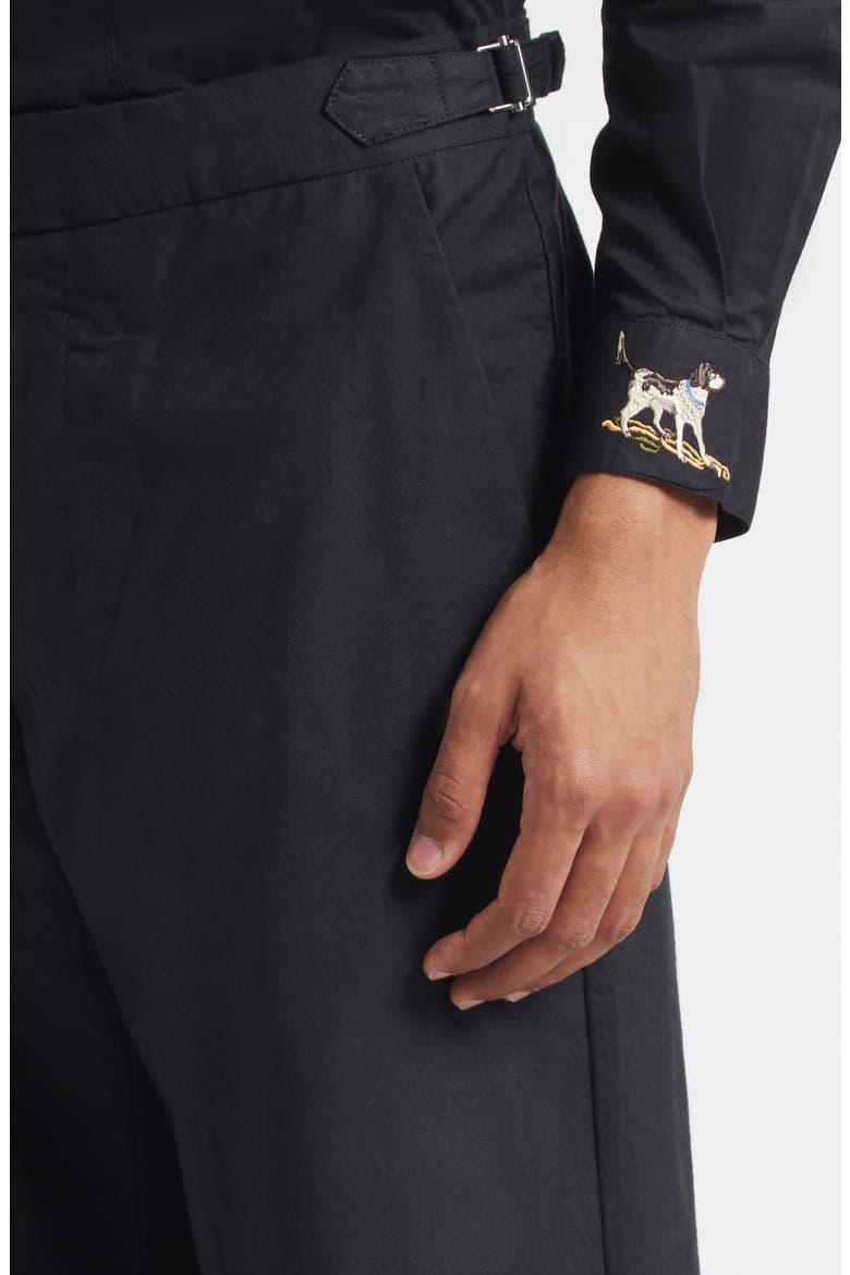 Pointer Side Buckle Cotton Trousers, Alternate, color, BLACK