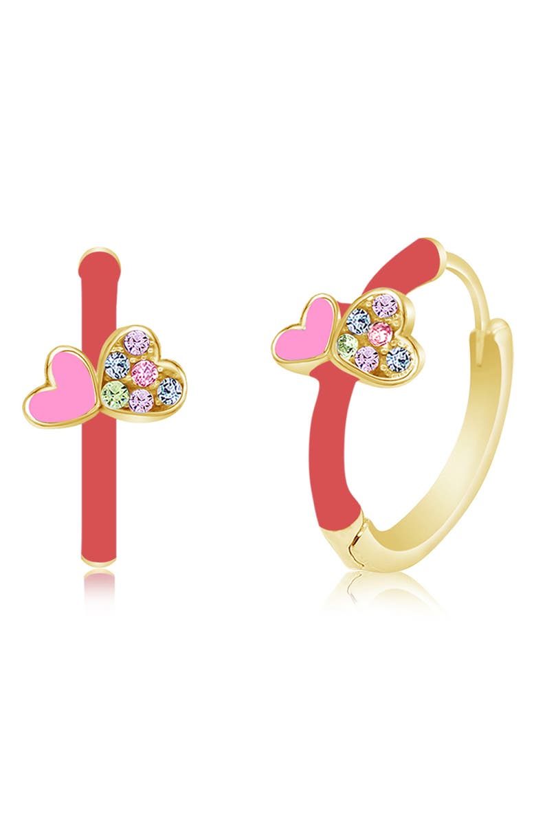 Chanteur Kids' Heart Huggie Hoop Earrings, Main, color, Pink Multi