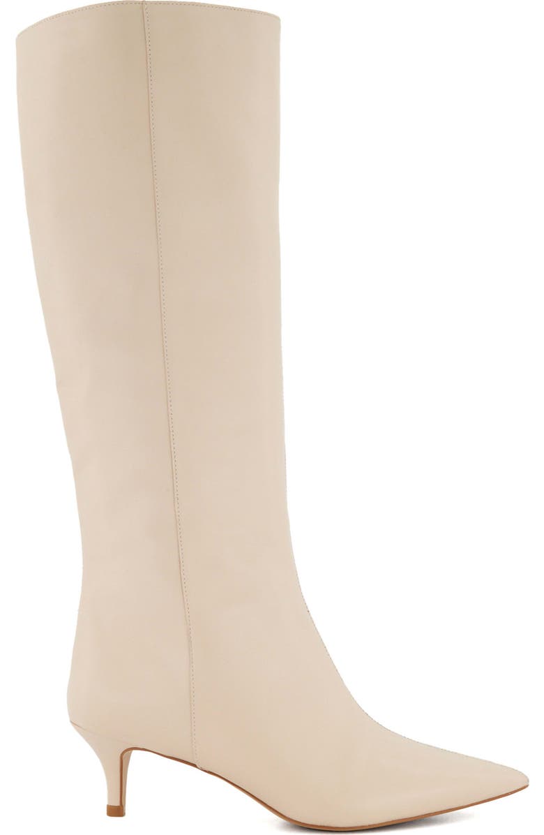 Dune London Smooth Pointed Toe Knee High Kitten Heel Boot, Main, color,