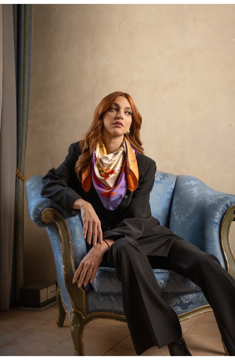 Elizabetta Cristina - Hand Rolled Silk Foulard for Women, Alternate, color, Champagne