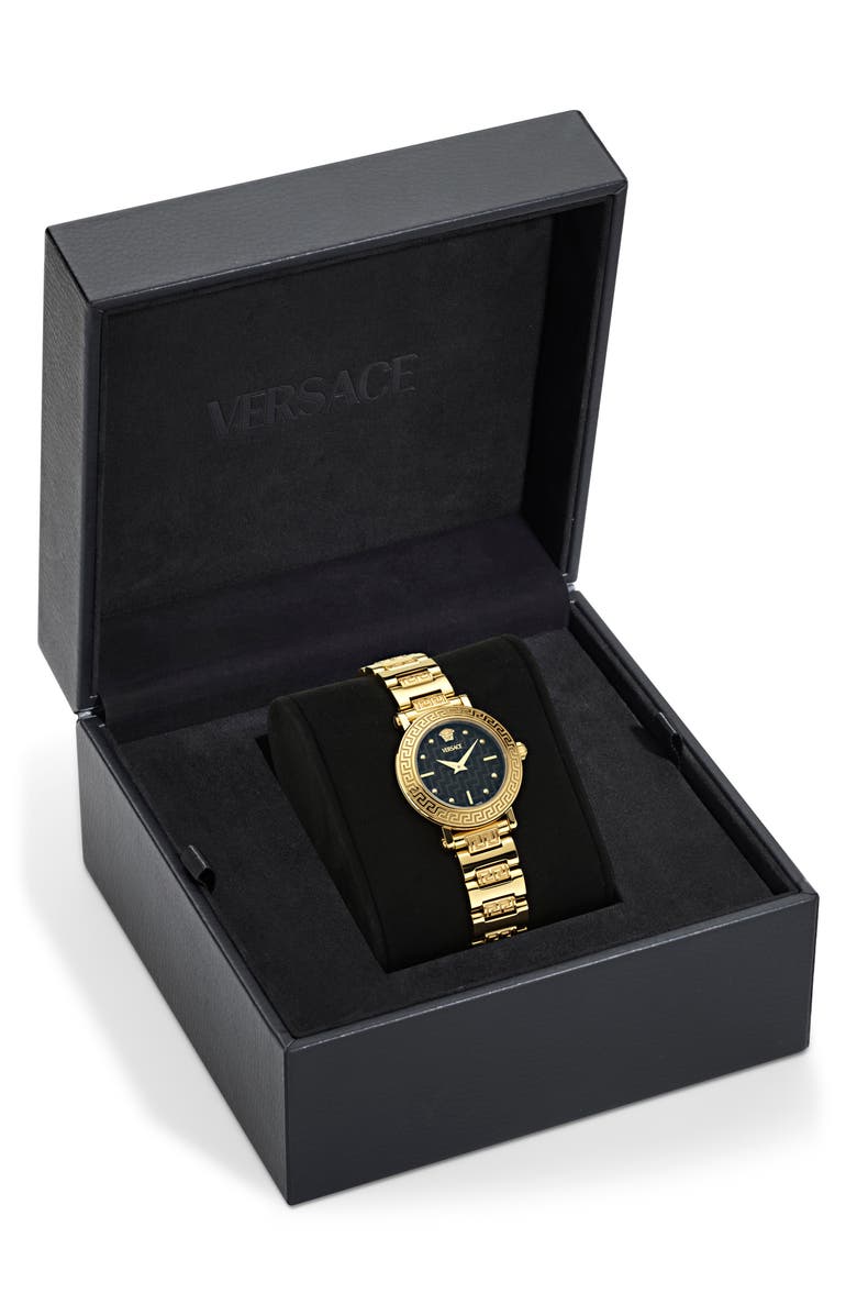 Versace Greca Sphere Petite Bracelet Watch, 30mm, Alternate, color, Yellow Gold