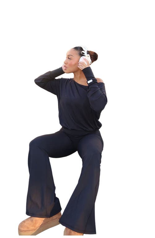 Fabletics Oasis Pureluxe High-waisted Crossover Flare In Black