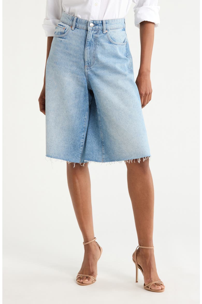 Lucila Raw Hem Denim Bermuda Shorts, Main, color, VINTAGE LIGHT