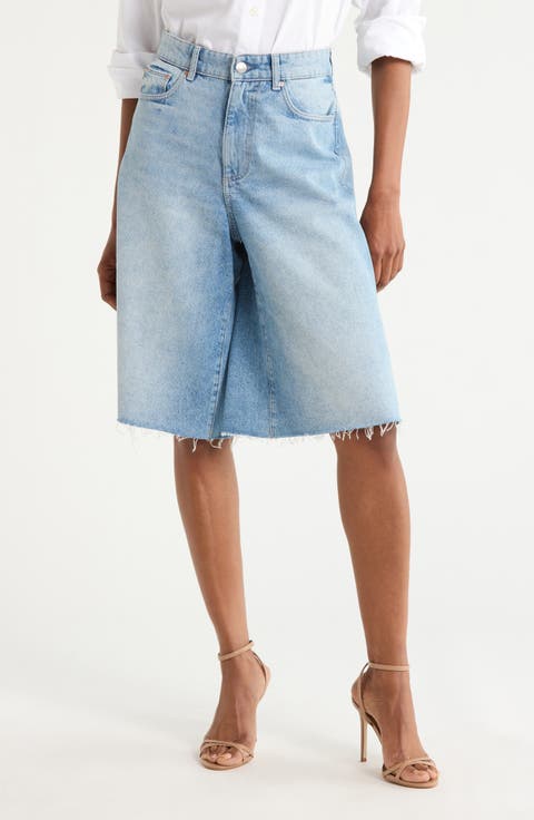 Lucila Raw Hem Denim Bermuda Shorts