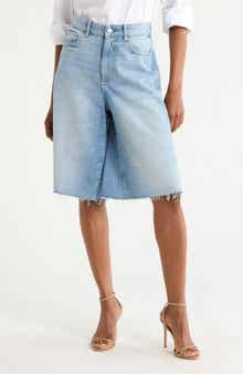Lucila Raw Hem Denim Bermuda Shorts