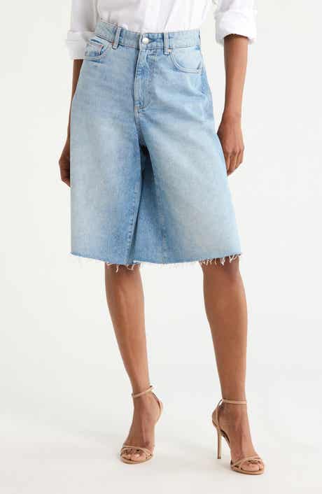 Lucila Raw Hem Denim Bermuda Shorts