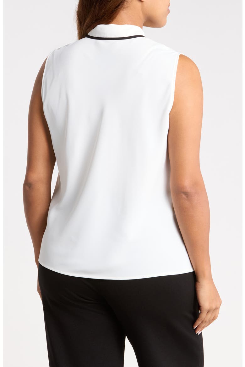 Tie Neck Sleeveless Top, Alternate, color, VANILLA ICE/ BLACK