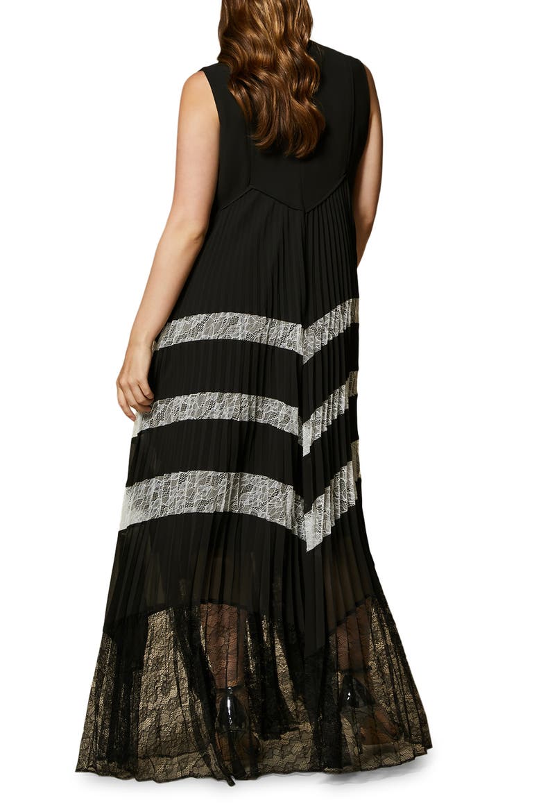 Danzante Pleated Sleeveless Georgette Maxi Dress, Alternate, color, BLACK