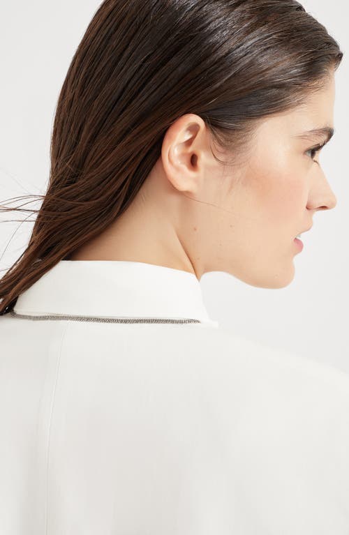 Brunello Cucinelli Twill Blazer With Monili In White