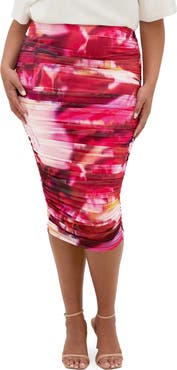 City Chic Livia Ruched Mesh Skirt