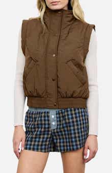 Cropped Mock Neck Puffer Vest