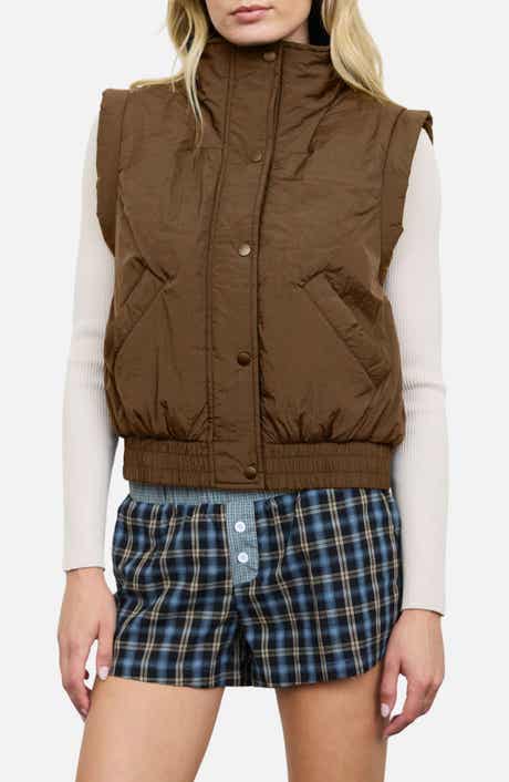 Cropped Mock Neck Puffer Vest