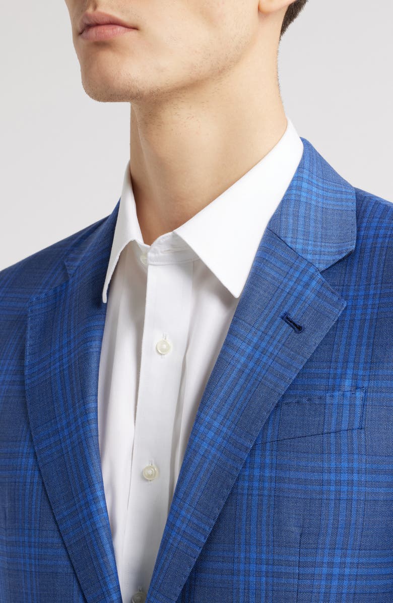Emporio Armani Plaid Virgin Wool Sport Coat, Alternate, color, Royal Blue