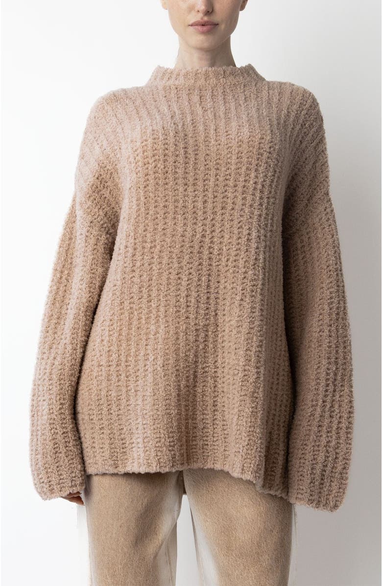 LAPOINTE Plush Boucle Oversized Crew Neck, Main, color, Champagne
