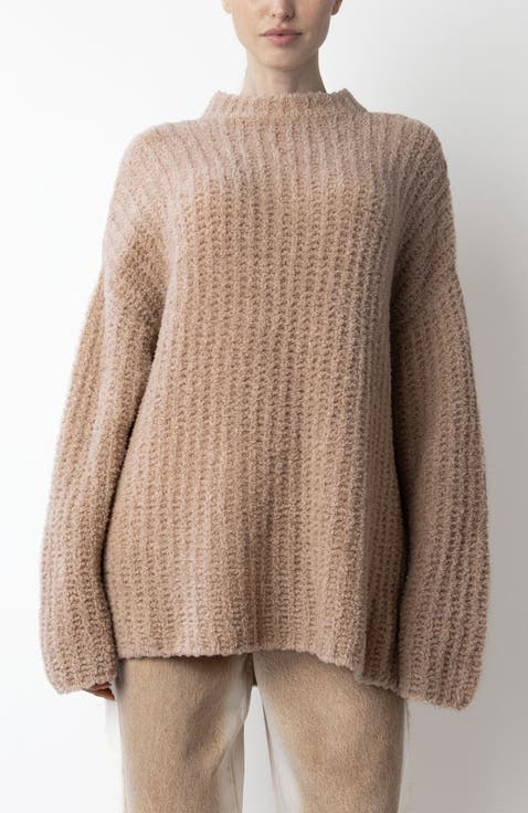 Plush Boucle Oversized Crew Neck