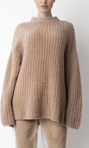 LAPOINTE Plush Boucle Oversized Crew Neck