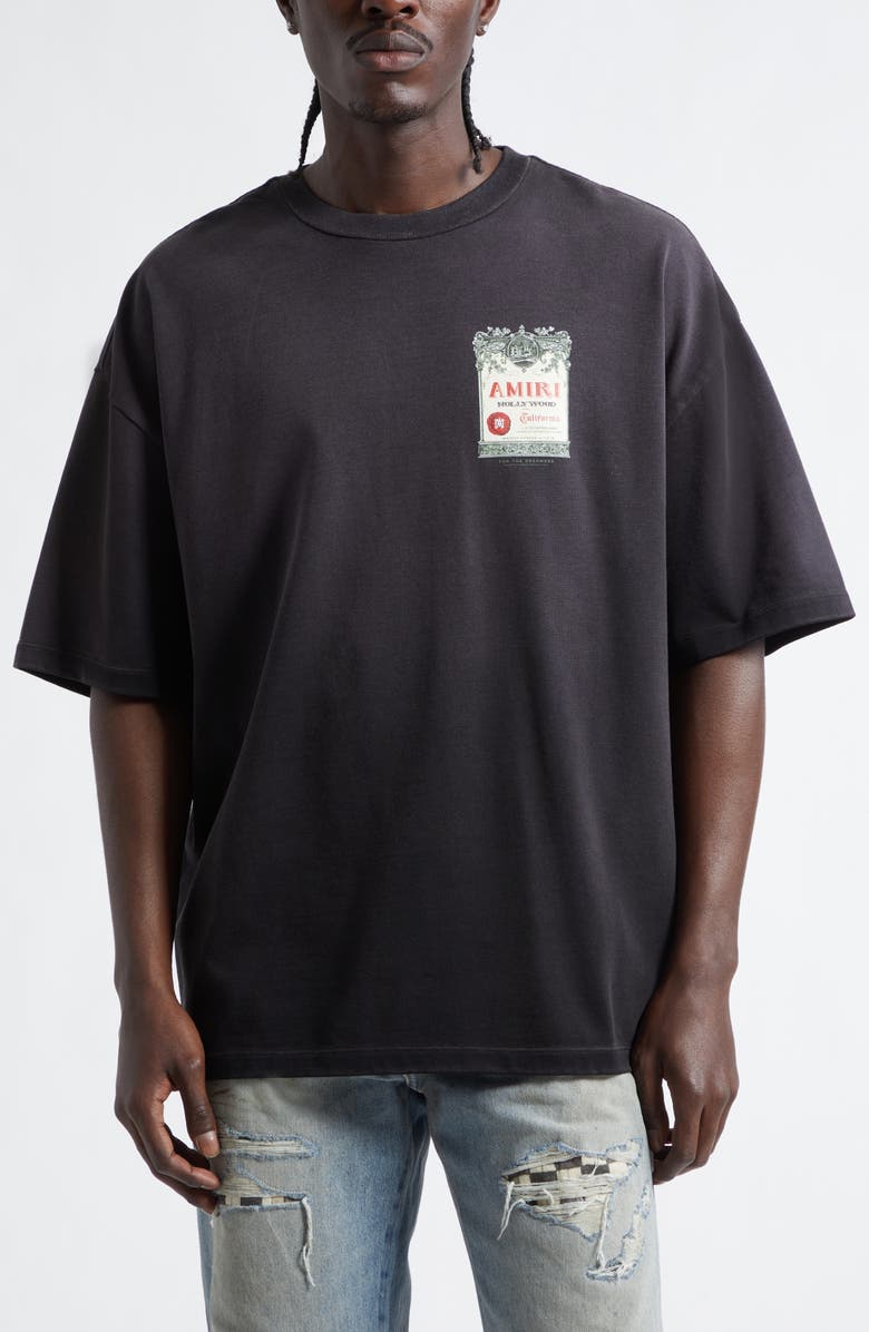 AMIRI Hollywood Oversize Graphic T-Shirt, Main, color, Black