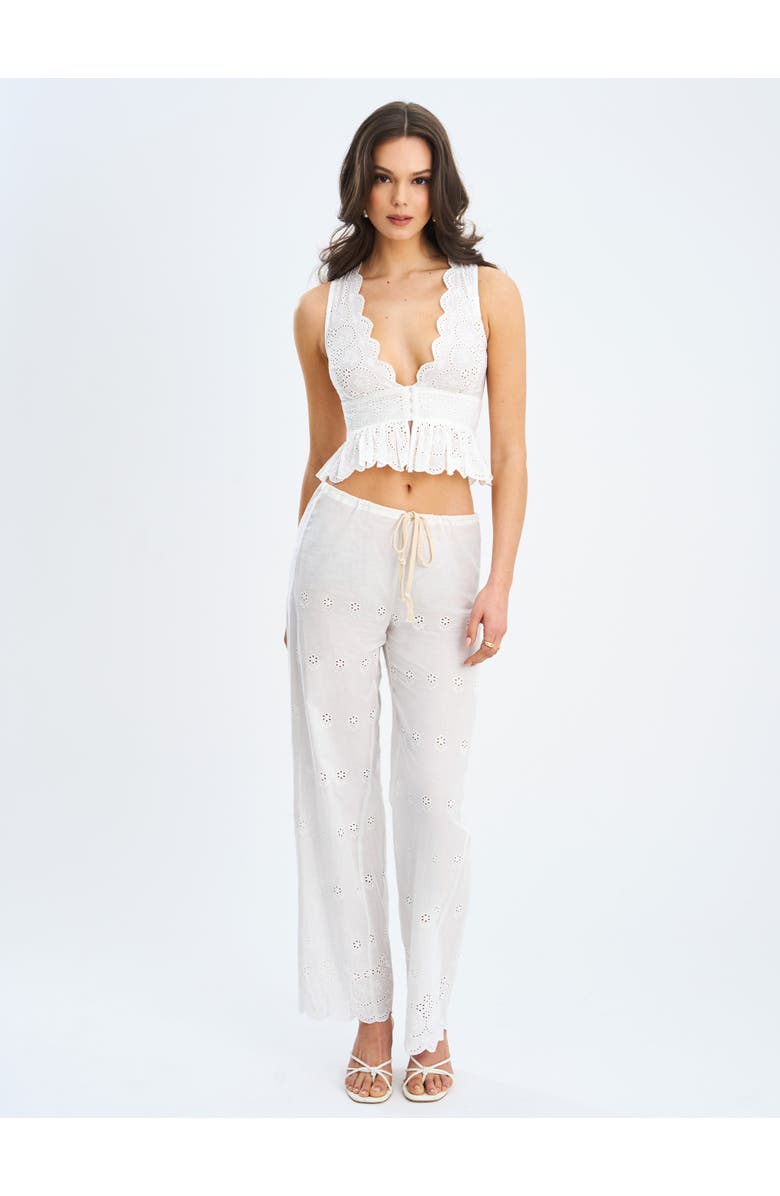 Miss Circle Raia Eyelet Wave Trim Crop Vest Top, Alternate, color, White