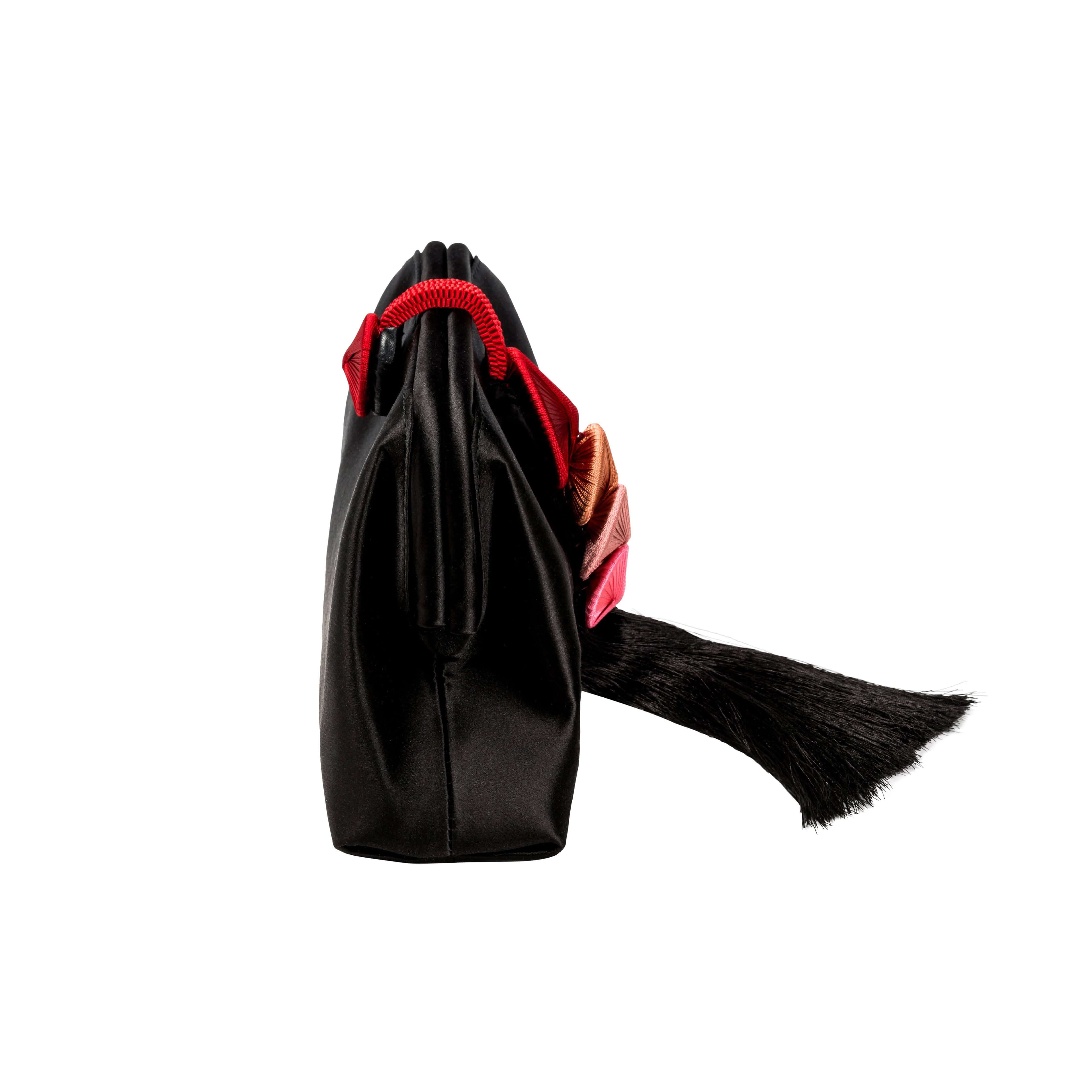 Alessa Black & Multicolor Tassel Pouch Bag, Alternate, color, Black