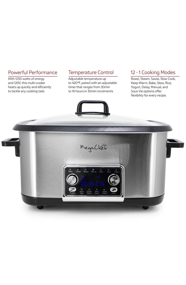Megachef 8 Quart 12-in-1 Deluxe Multi Cooker with Sous Vide and Multi-Functions, Alternate, color, Grey