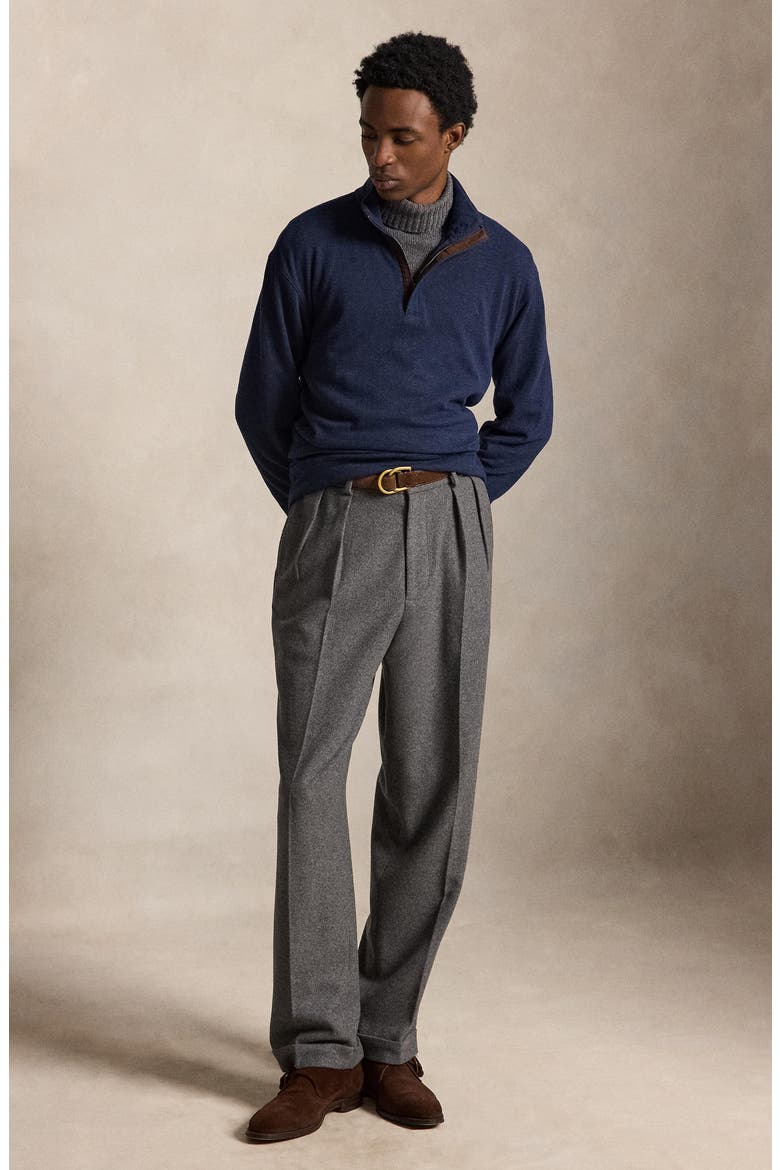 Herringbone Double Knit Quarter Zip Pullover, Alternate, color, NAVY MULTI