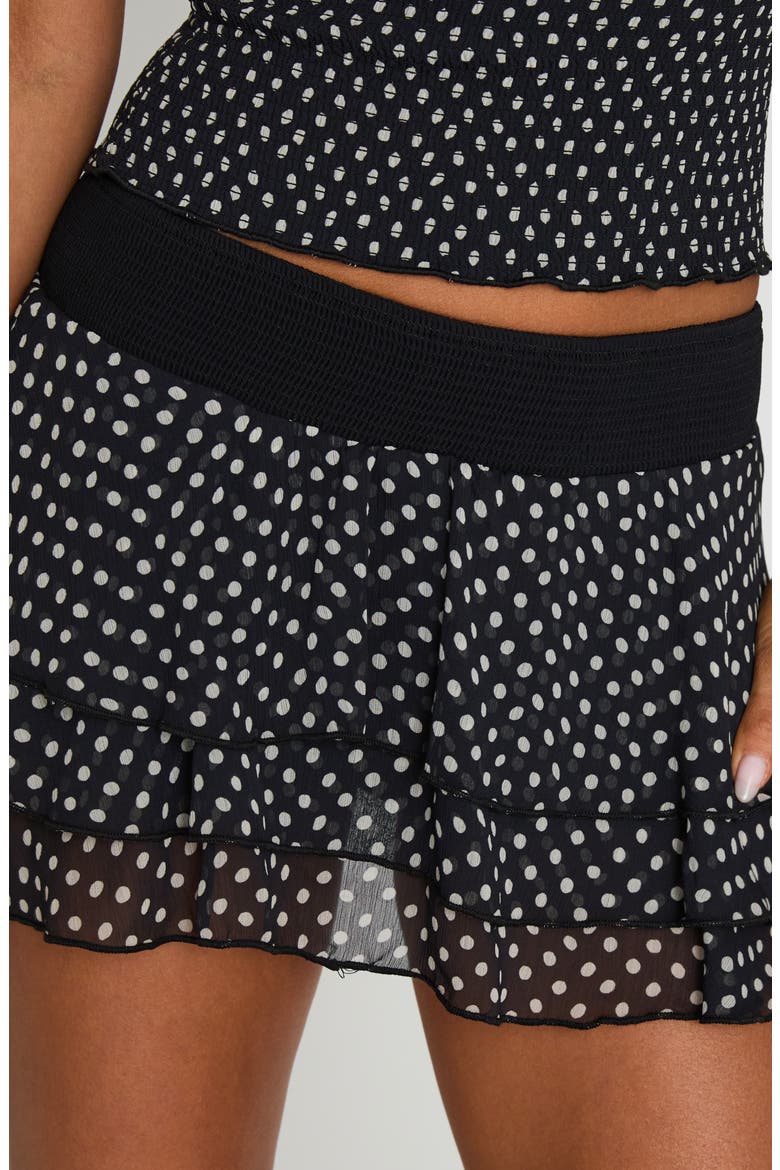 Ready to Party Tiered Frill Skort, Alternate, color, BLACK POLKA