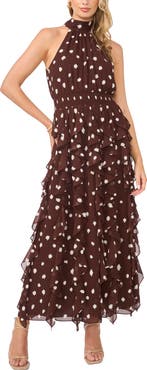 1.STATE Flounce Cascading Maxi Dress