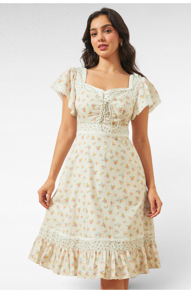 ModCloth Gabriella Cottagecore Babydoll Dress, ModCloth x Gunne Sax, Main, color, Mia Bouquet