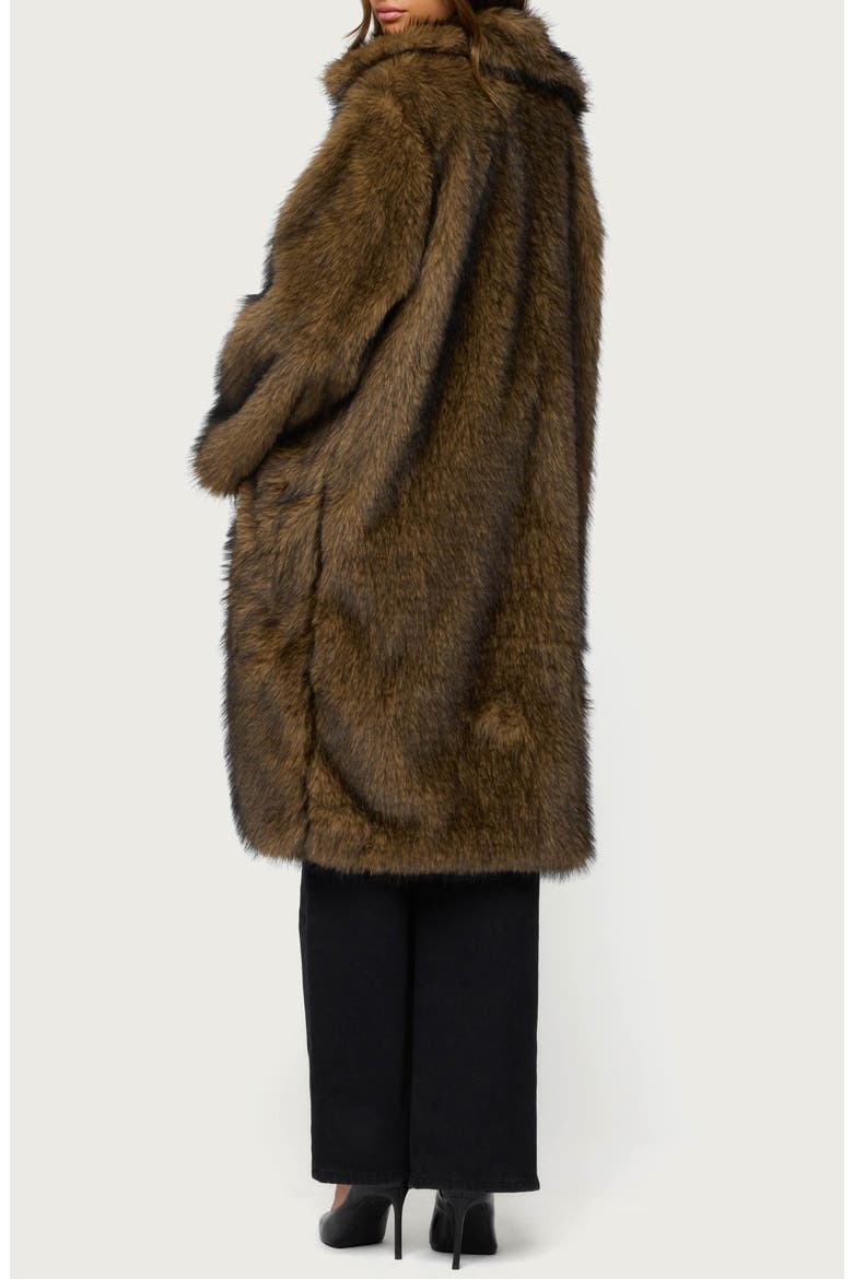 Saphira Oversize Faux Fur Coat, Alternate, color, BROWN