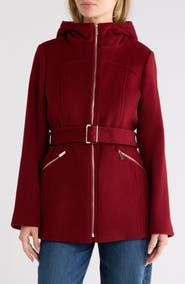 Michael Kors Hooded Wool Blend Coat