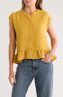 Bobeau Airflow Sleeveless Button-Up Top