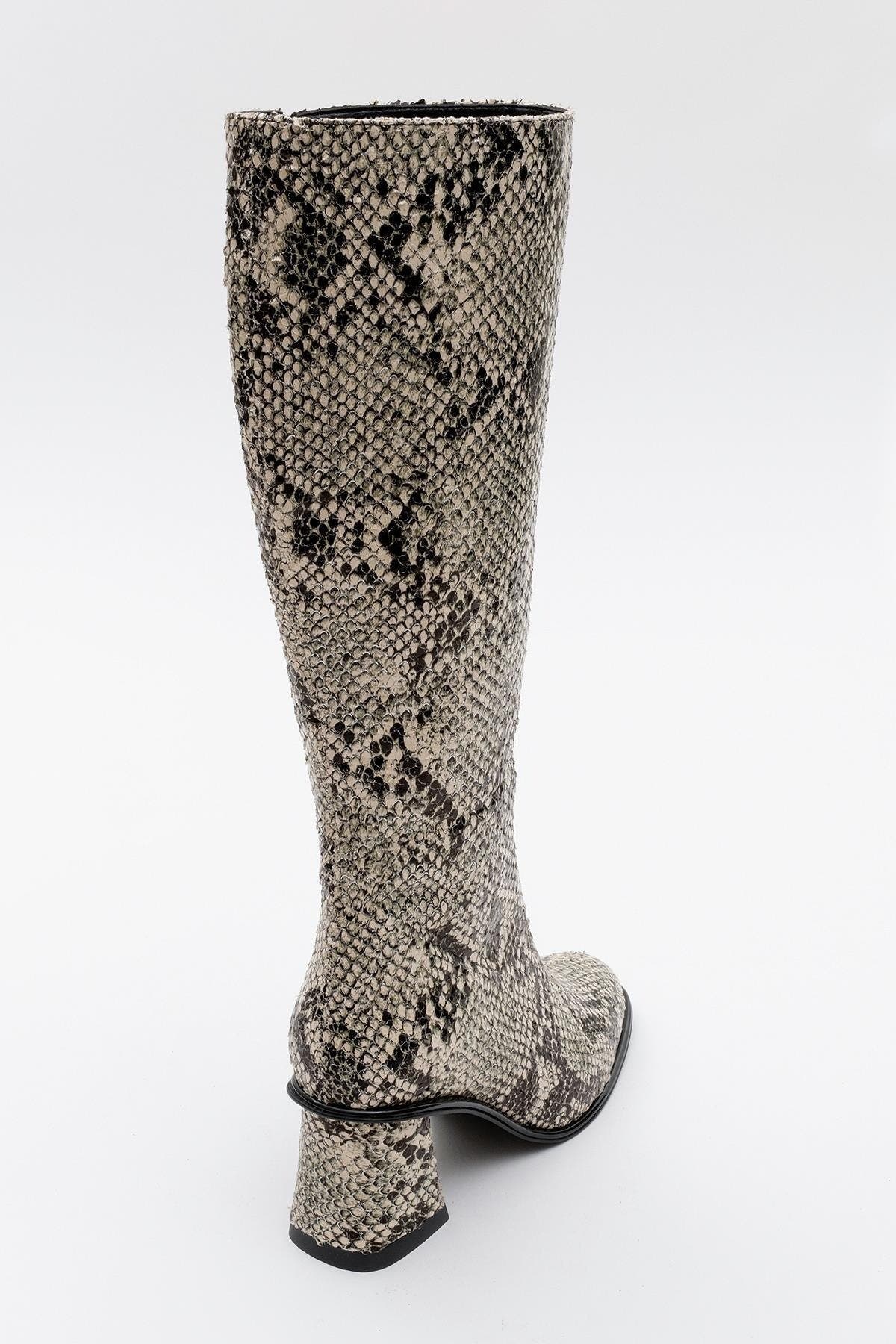 Elly Pattern Block Heel Boot, Alternate, color, White Pattern Faux Leather