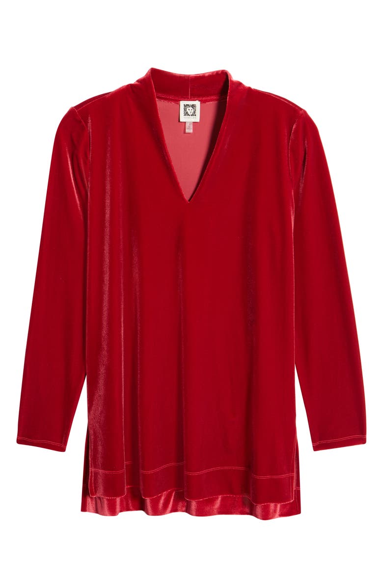 Anne Klein V-Neck Velour Top, Alternate, color, 