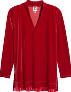 Anne Klein V-Neck Velour Top