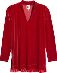Anne Klein V-Neck Velour Top