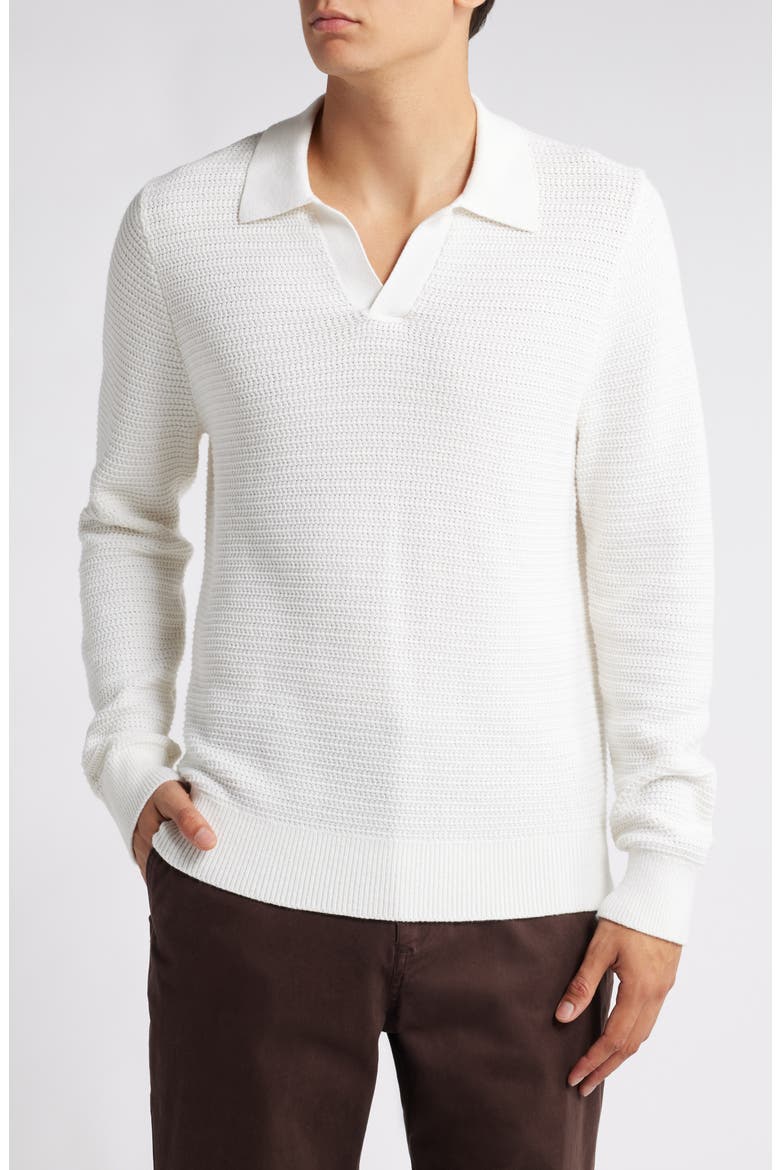 Craftsman Rib Johnny Collar Sweater, Main, color, OFF WHITE