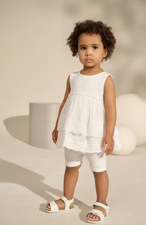 Next Kids' Broderie Anglaise Babydoll Tank & Ribbed Shorts Set