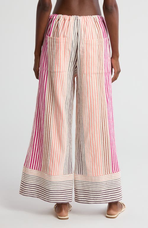 Lemlem Desta Stripe Wide Leg Cover-up Pants In Enjori Plum