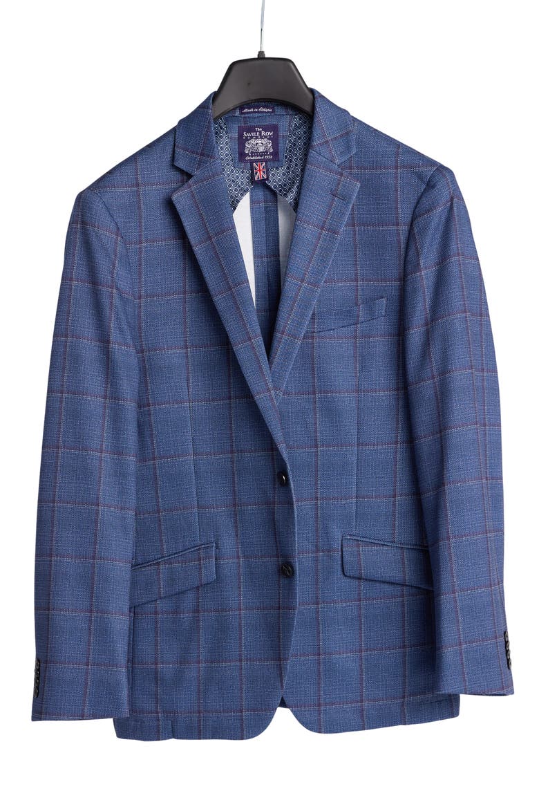 Shoreditch Slim Fit Blue Windowpane Knit Spot Coat, Alternate, color, BLUE