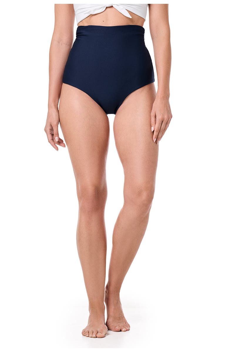Coolibar Women's Ultra High Rise Swim Bottoms - UPF 50+ Sun Protection - Golden Isles, Main, color, Navy