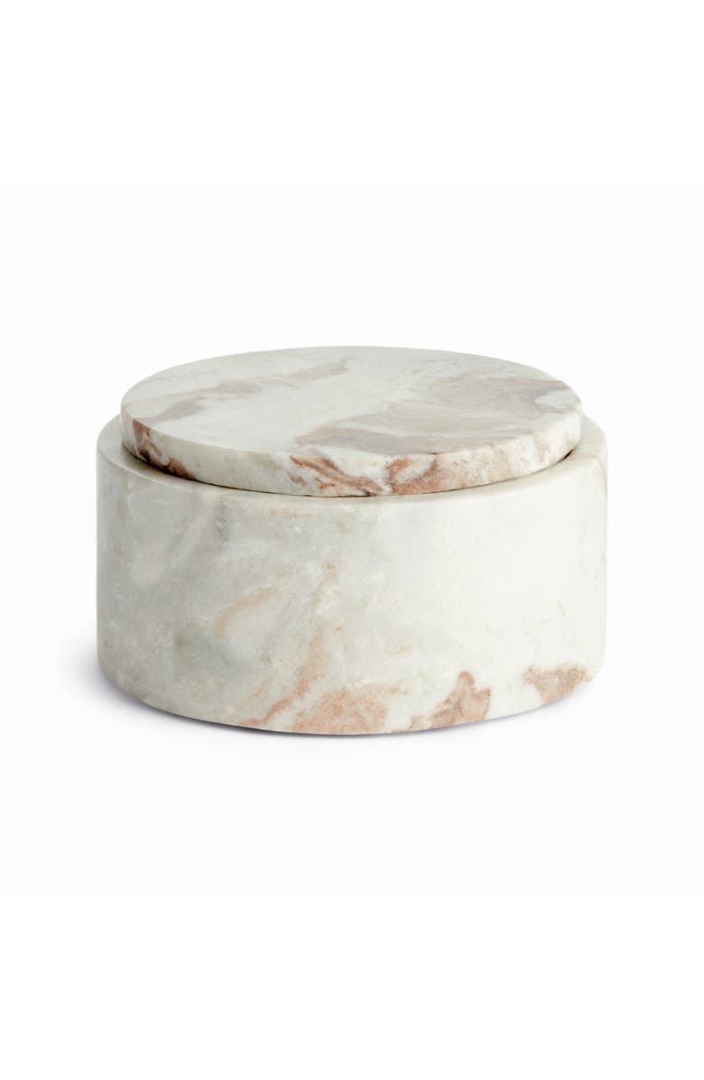 Napa Home & Garden Jaqueline Round Lidded Box Wide - Brown/White Marble Accent, Main, color, Brown
