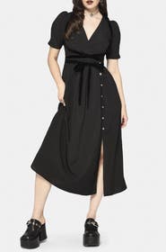 Disturbia Brae Wrap Centipede Button Midi Dress