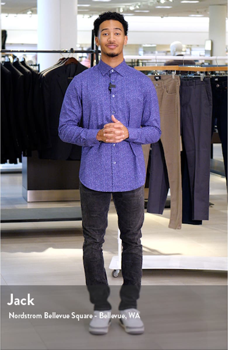 James OoohCotton<sup>®</sup> Abstract Print Stretch Cotton Button-Up Shirt, sales video thumbnail